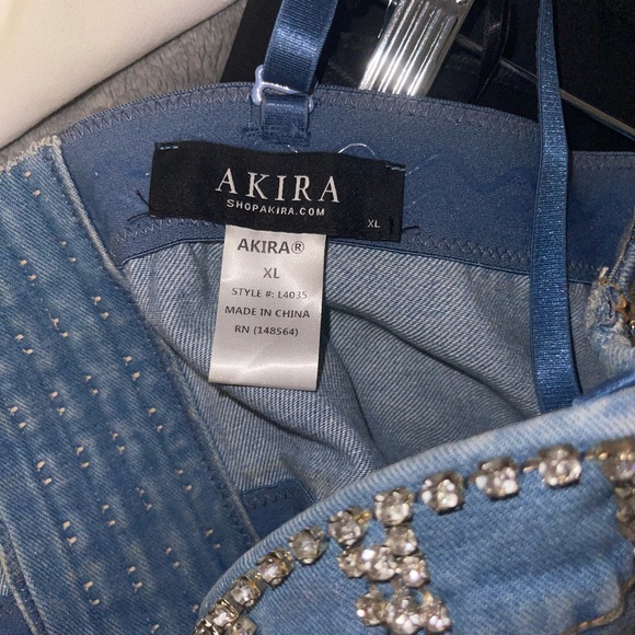 AKIRA Blue Embellished Crop Top - Picture 3 of 3